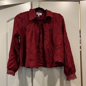 Gilli Red Ribbed Knit Top